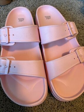 Women’s Pink Double-Buckle platform Slide Sandals